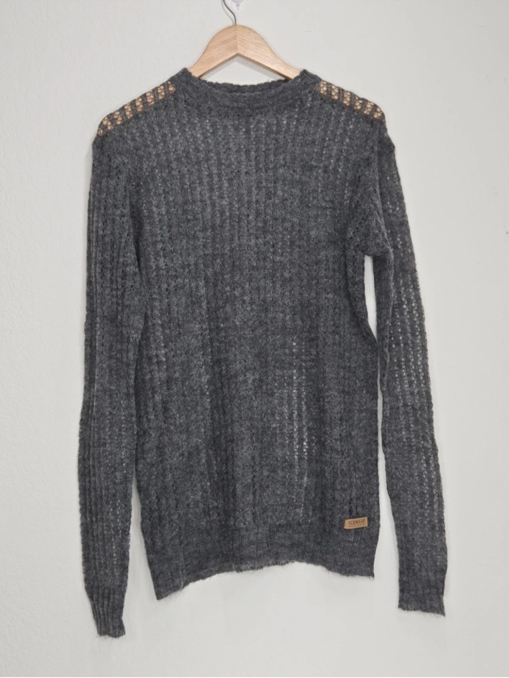 Icewear Iceland Moar Knitted Lace Turtleneck Sweater Gray Size M Womens